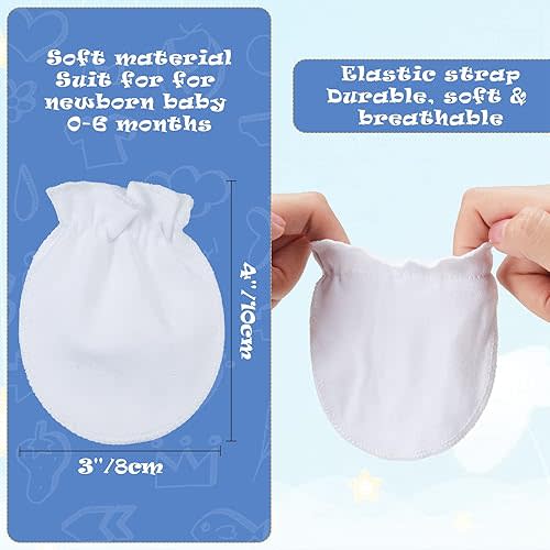 16 Pairs Newborn Baby Cotton Mittens No Scratch Gloves Unisex Newborn Mittens for baby Boys Girls 0-6 Months