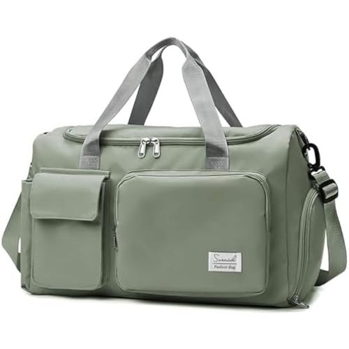 Travel Duffel Bag with Shoes Compartment Sports Gym Bag with Dry Wet Separated Pocket for Men and Women, Overnight Bag Weekender Bag Training Handbag Yoga Bag - Dark Green
