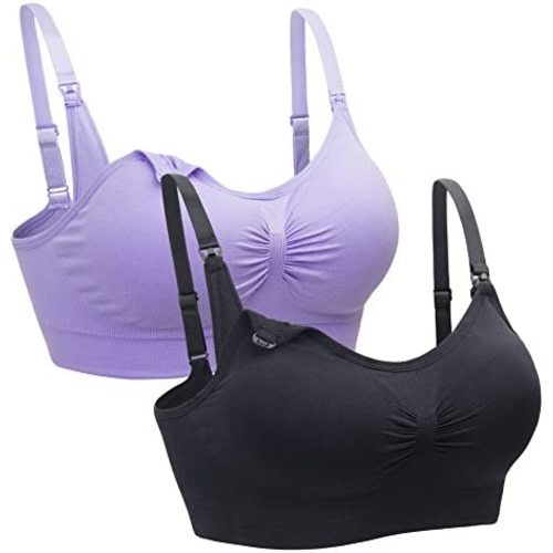 Suekaphin 2PACK Nursing Maternity Bra for Pregnancy Women Breastfeeding Comfortable Sleeping with Extenders