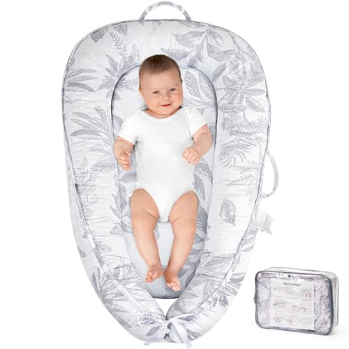 HKAI Baby Lounger – Soft Cotton Infant Floor Seat for Newborn to 24 Months, Portable Baby Essentials for Boys & Girls, Travel-Friendly Baby Lounge Pillow
