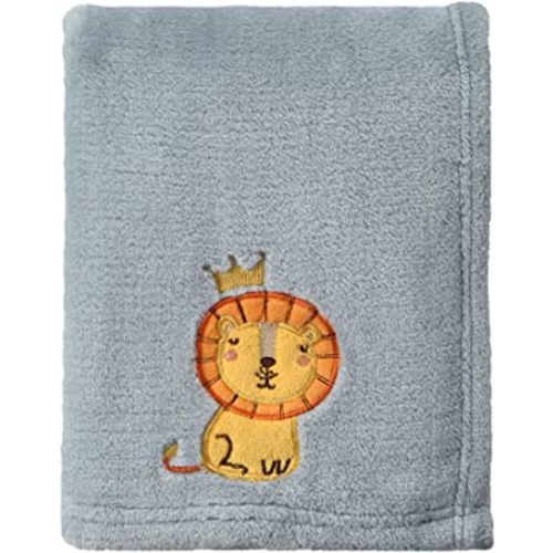 CREVENT 30''X40'' Small Fluffy Warm Toddler Baby Blanket for Boy Infant Toddler Crib Cot Stroller - Grey Lion