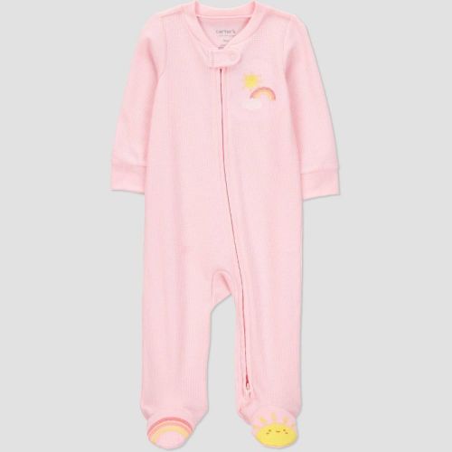 Carter's Just One You®️ Baby Girls' Zipper Sleep N' Play - Purple/Yellow 3M: Floral Cotton Footed Pajamas, Snug Fit