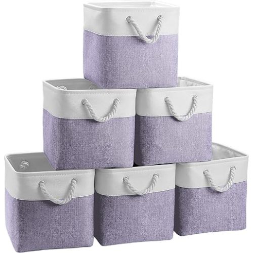 Large 11x11 Inch Cube Storage Bins with Cotton Handles
