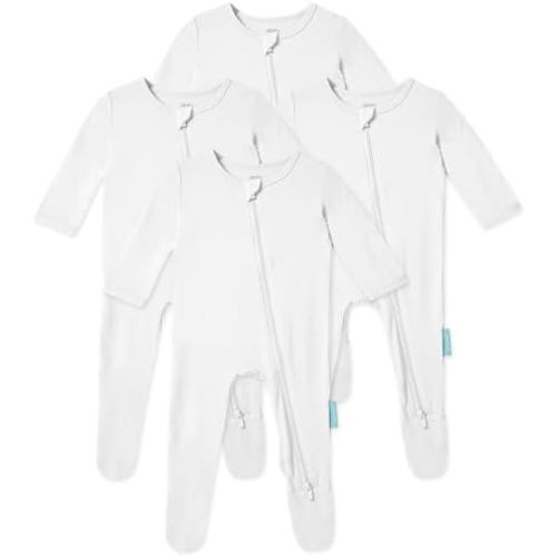Baby Zipper Footie Pajamas, Supersoft Bamboo Rayon Baby Footed Pjs Boy Girl 0-3-6-9-18-24 Month Coverall Sleepers