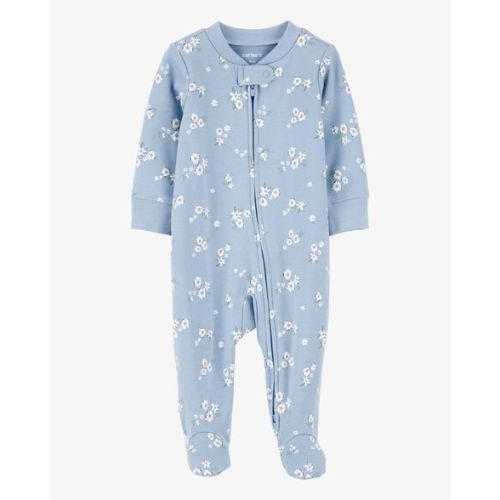 Baby Girl Floral 2-Way Zip Cotton Sleep & Play Pajamas - Blue - Carter's | Carter's