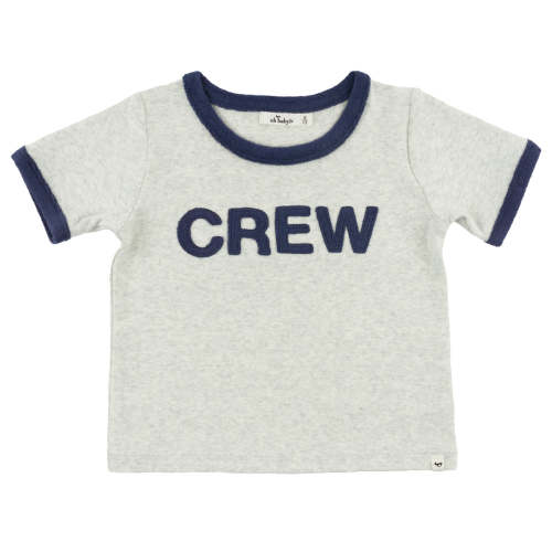 oh baby! Billie Ringer Tee - Navy Crew - Heather Gray