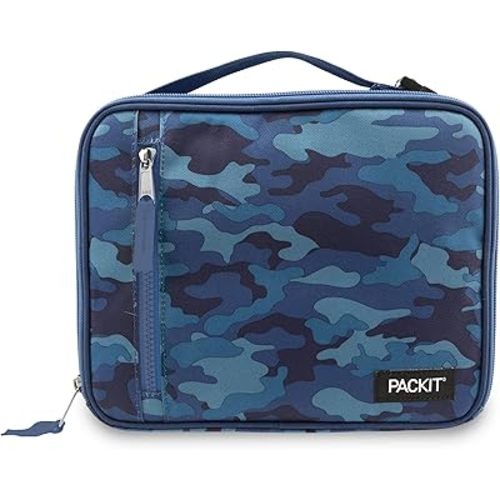 PackIt Freezable Classic Lunch Box, Blue Camo, Built with EcoFreeze Technology, Collapsible, Reusable, Zip Closure With Zip Front Pocket and Buckle Handle, Designed for Lunches