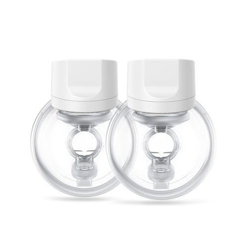 Momcozy Wearable Electric Breast Pump – Portable, Wireless, Adjustable Suction, Soft DoubleFit Flanges, Smart Display (24mm, 2-Pack, Light White)