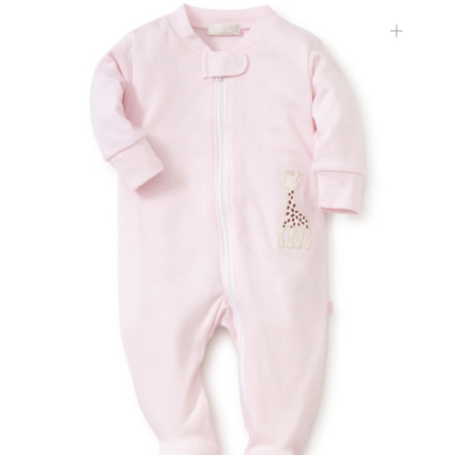 Sophie la girafe Pink Stripe Zip Front Footie