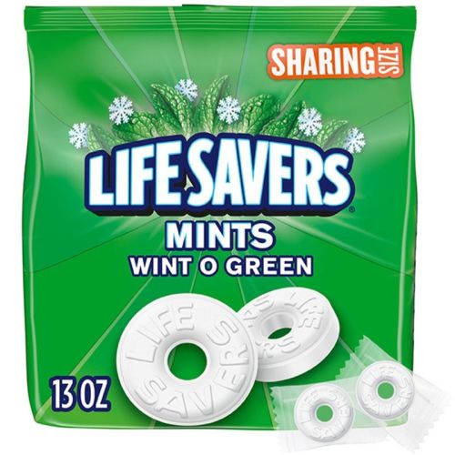 Life Savers Wint-O-Green Breath Mints Hard Candies Individually Wrapped, Sharing Size - 13oz