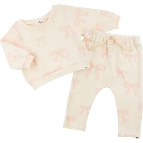 Big Bows Pink Brooklyn Boxy Jogger Set, Milk - Oh Baby! | Maisonette