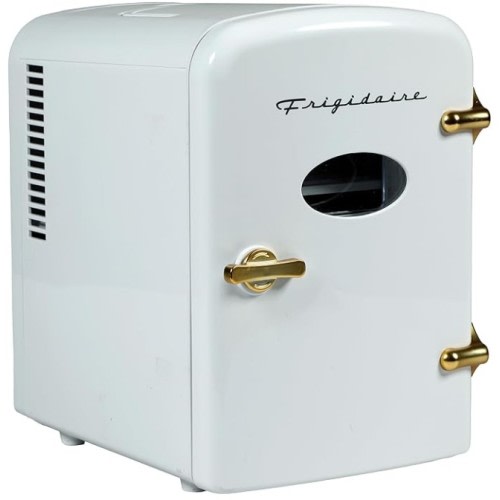 Frigidaire Retro Mini Personal Fridge Cooler, Holds up to 9 Cans, Portable for Car, Office, Bedroom, Dorm Room, or Cabin, Includes 110V AC and 12V DC cords - White Gold (Special Edition Color)