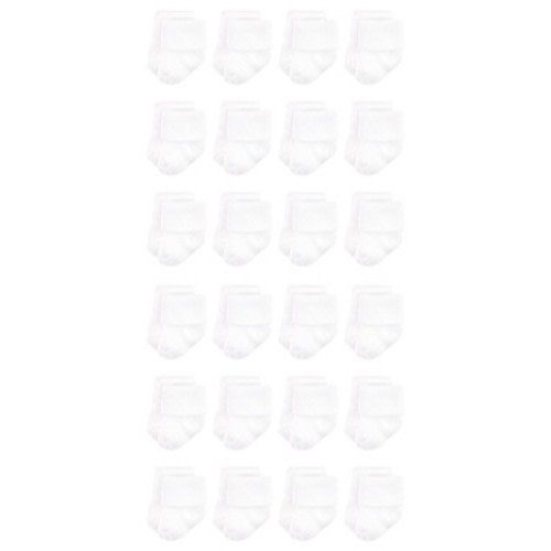 Luvable Friends Cotton Rich Baby Terry Socks 24-Pack, Color: White, Size: 0-6 months