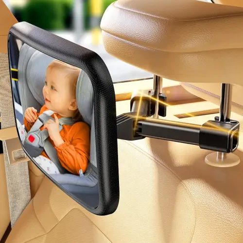 Baby Car Mirror for Baby Never Shake Baby Mirror for Car Seat Mirror Rear Facing Hook Clip Design Easy Install Back Seat Mirror for Baby Crystal Clear View ShatterProof
