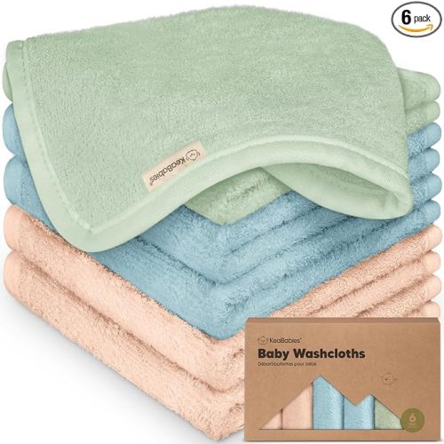 6-Pack Baby Washcloths – Soft Absorbent Viscose from Bamboo Washcloths for Face, Body, Baby Towels for Newborn, Kids, Toddlers, Infant, Gentle on Sensitive Skin, 10x10 Reusable Face Towels (Mellow)
