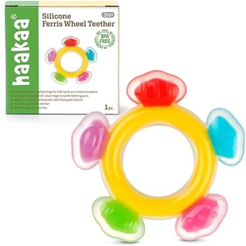 Haakaa Silicone Ferris Wheel Teether - Freezer Teething Toy for Babies 3-6 Months - Safe Soothing Cold Relief - BPA Free Silicone -1 Pack