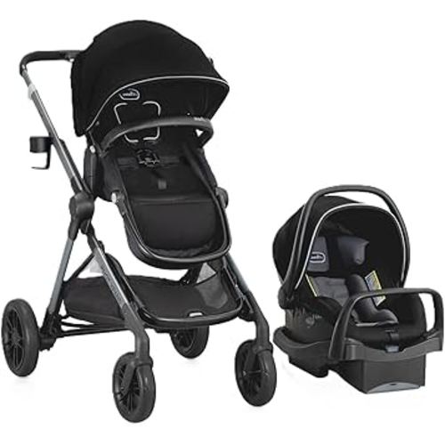 Evenflo Pivot Xpand Modular Travel System with LiteMax Infant Car Seat (Ayrshire Black)