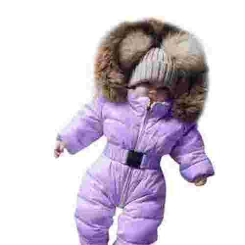 Bjutir Infant Baby Girls Boys Romper Suit Coat Warm Thicken Hooded Snowsuit Jumpsuit Down Coat Romper Padded Outwear Snow Wear Purple Size 0-3 Months