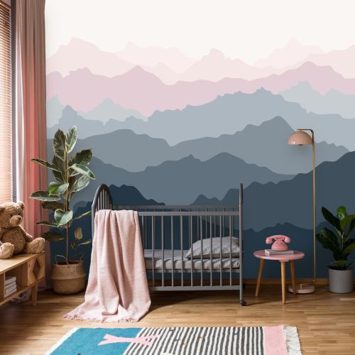 Mountains Peel and Stick Wallpaper | Removable Self Adhesive Sunset Mural | Self Adhesive or Pre-Pasted Wall Decor | Eco Friendly