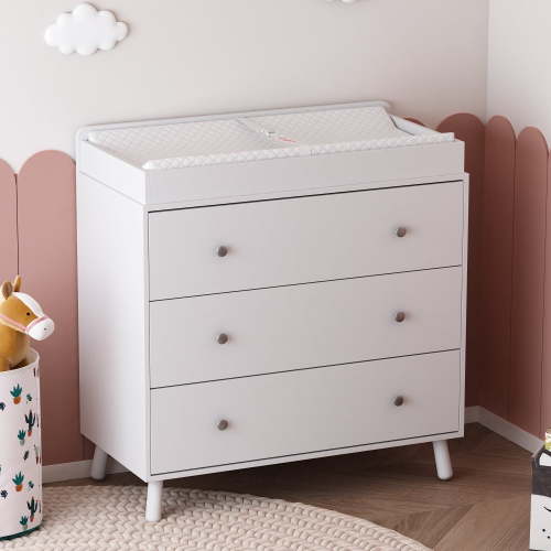 Walmart 3-Drawer Kids Dresser with Removable Diaper Changer, Safety Rail and Strap - White