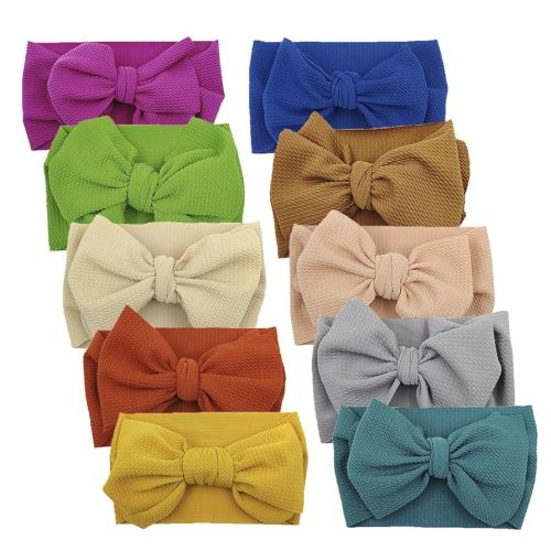 KIDOCHEESE Headbands with Bows, Big Bows Baby Girl Hairbands, 10 Pack, Soft Fabric, Adjustable Size, Hair Accessories for Newborn Infant Toddlers Kids