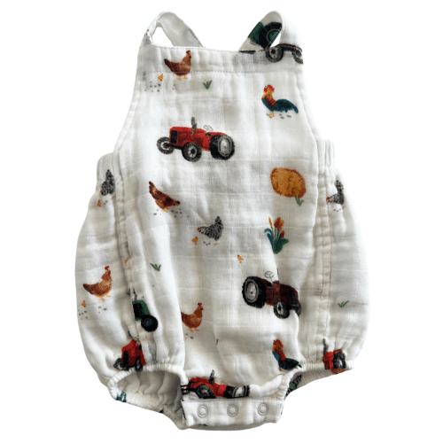 Muslin Retro Sunsuit, Tractors