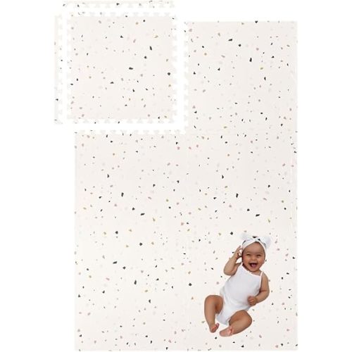 Play Mat for Baby, Toddler and Infants, Six Interlocking Tiles Made with Soft Non-Toxic EVA Foam, 4x6 feet (Multi Terrazzo)