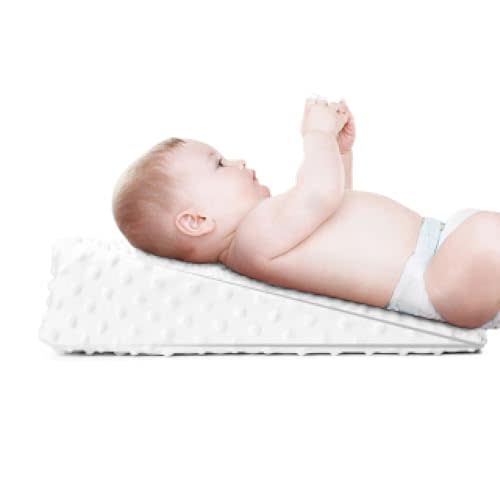 Boys & Girls Anti-Spill Memory Foam Wedge Pillow,Breathable Head Support Cushion for Reflux Prevention,White