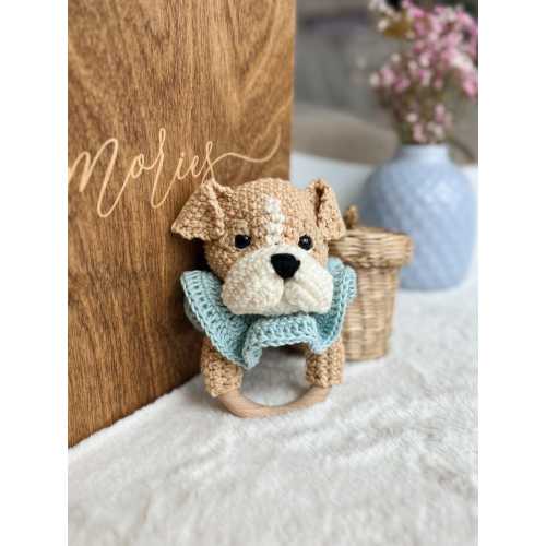Crochet Rattle, Cute English Bulldog Rattle, Bulldog Toy, Baby Shower Gift, New Baby Gift, New Mom Gift, bulldog rattle