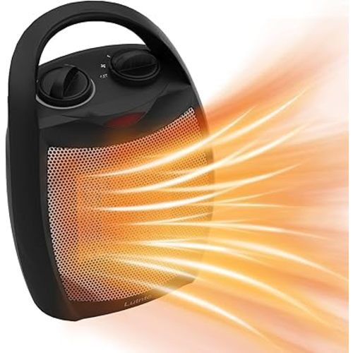 Small Portable Space Heater for Indoor Use - Lutntc 1500W/750W Safe and Quiet Ceramic electric Heater Fan, Heat Up 200 Square Feet for Room, Office, Desk