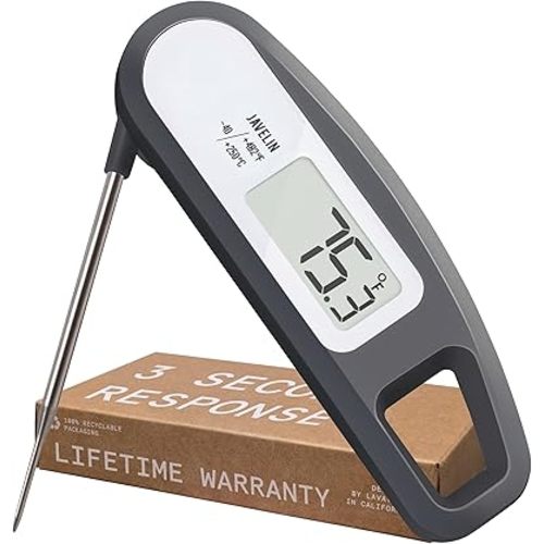 Lavatools Javelin® Ultra-Fast 2-Second Digital Instant Read Meat Thermometer for Grill and Cooking, 2.75" Probe, Compact Foldable Design, Large Display, IP65 Water Resistant, NSF Certified – Sesame