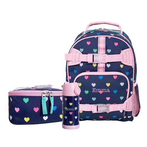 Mackenzie Navy Pink Multi Hearts Backpack & Lunch Bundle, Set of 3 | Pottery Barn Kids