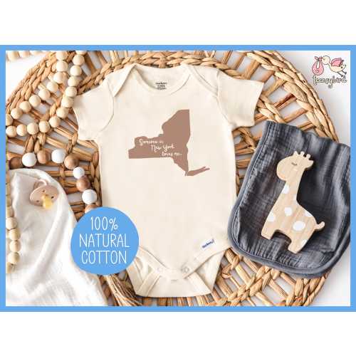 Love from New York Onesie®, Someone in New York Loves Me Bodysuit, State of New York Romper, Natural Cotton Baby Shower Gift, USA Onesie