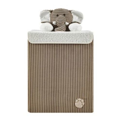 Danya B. Collapsible Folding Corduroy Kids' Laundry Hamper Toy Storage Gray with Elephant Lid