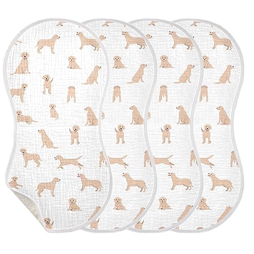 YYZZH Labrador Retriever Dogs Pattern Muslin Burp Cloths for Baby 4 Pack Soft 100% Cotton Baby Washcloths Bibs for Boy Girl