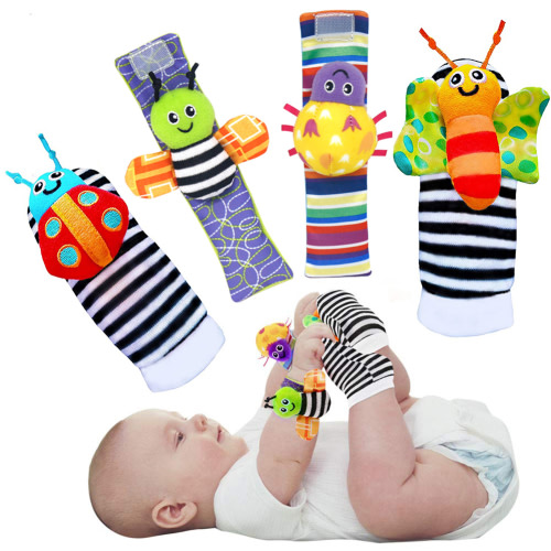 VONTER Foot Finder Socks & Wrist Rattles - Toys for Baby Boy or Girl - Brain Development Toys - Hand and Foot Rattles Suitable for 0-3, 3-6, 6-12 Months Babies
