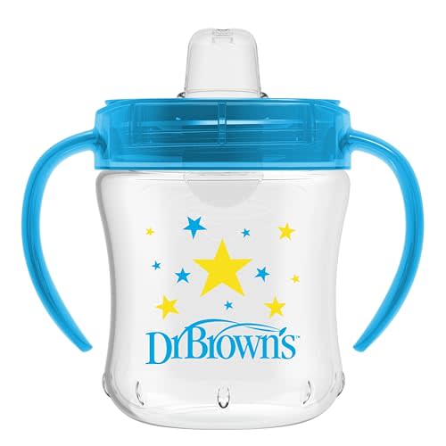 Dr. Brown's Milestones Soft Spout Sippy Cup with Handles, Blue Star, BPA-Free, 6 oz/180 mL, 6m+