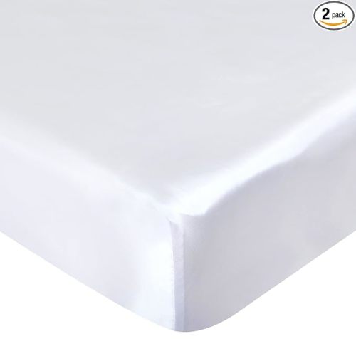 Satin Crib Sheets 2 Pack for Boys Girls, Soft & Silky Crib Sheet for Baby Hair (52"x28"x8") Fitted for Standard Crib Mattress, White Crib Sheets