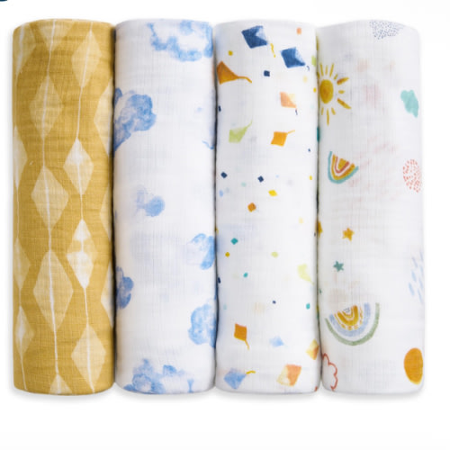 aden + anais Kite Parade Cotton Muslin Swaddle 4 pack