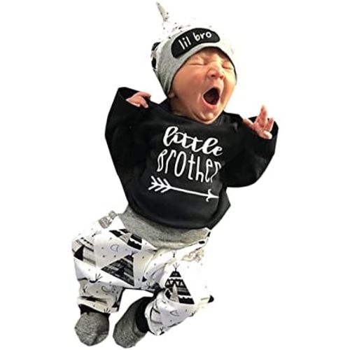 Newborn Infant Baby Clothes Long Sleeve Romper + Pants + Hat 3PCS Outfits Set