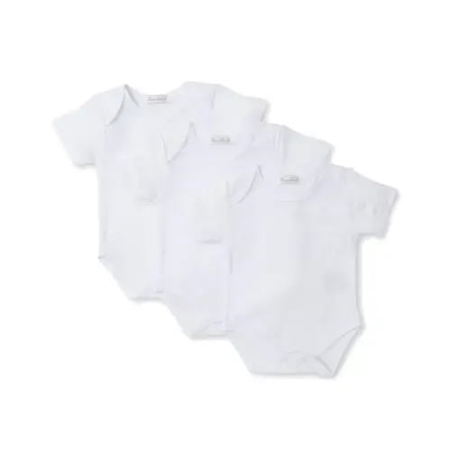 White 3 Pack S/S Bodysuit Set w/ Tulle Bag