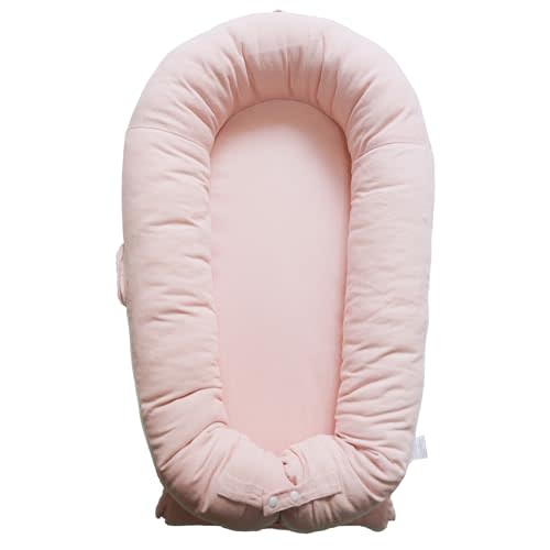 CooCooBaby Deluxe Infant Lounger, Baby Nest Cover for Baby Girls & Boys, Newborn Essentials for Baby 0-12 Months, 100% Cotton, Portable Travel Bed (Corduroy Cotton, Mistyrose)