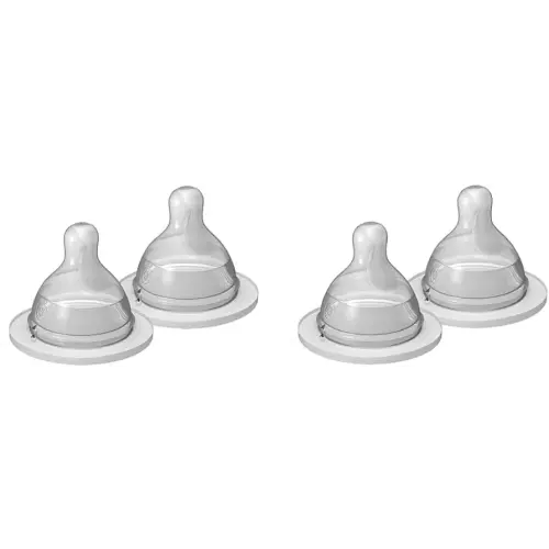 MAM Bottle Nipples Extra Slow Flow Nipple Size 0, for Newborn Babies and Older, SkinSoft Silicone Nipples for Baby Bottles, Fits All MAM Bottles, 4 Count (Pack of 1)