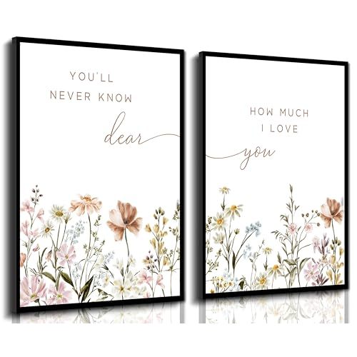 libitea 2 Pcs Wildflower Nursery Wall Art Flower Botanical Sentence Poster Painting Picture Wall Decor Boho Girl Nurseries PrintArtwork for Nursery Baby Room Living Room Bedroom Home Decoration