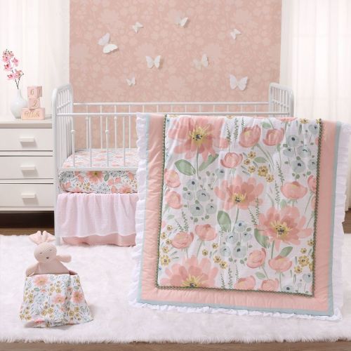 The Peanutshell Organic Cotton Crib Bedding Set For Baby Girls, Wildflower, 4 Pieces