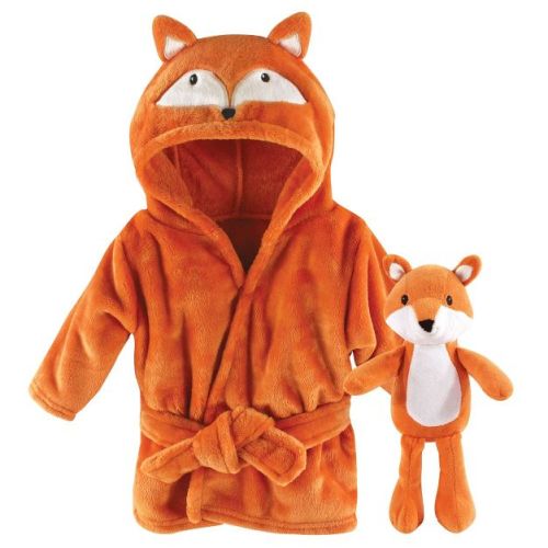 Hudson Baby Infant Boys Plush Bathrobe and Toy Set, Fox, One Size