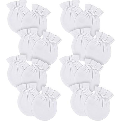 Gerber Baby 12-Pack No Scratch Mittens, White, 0-3 Months (8-Pack)