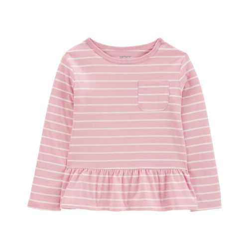 Beige/Black Toddler Heart Print Peplum Top | carters.com