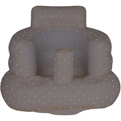 SplashEZ Baby Inflatable Seat for Babies 3-36 Months, Built in Air Pump Infant Back Support Sofa, Toddler Chair Sitting Up, Floor Seater - Polka dots Grey