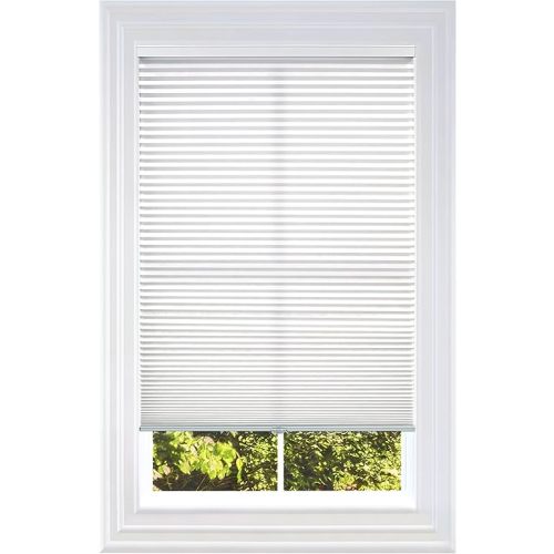 BlindsAvenue Cellular Honeycomb Cordless Polyester Shade, 9/16" Single Cell, Light Filtering, White, Size: 34.5" W x 48" H